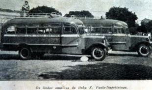 Em 1934, ônibus da Empresa Horminda, que fazia a linha São Paulo-Itapetininga. (Acervo MIS-I – Museu da Imagem e do Som de Itapetininga).